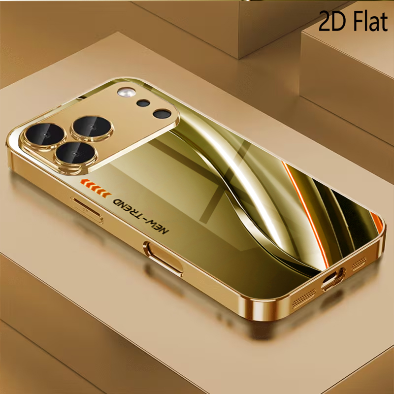 Phone Cases H&M - Golden Streamline Patterned Tempered Glass Design