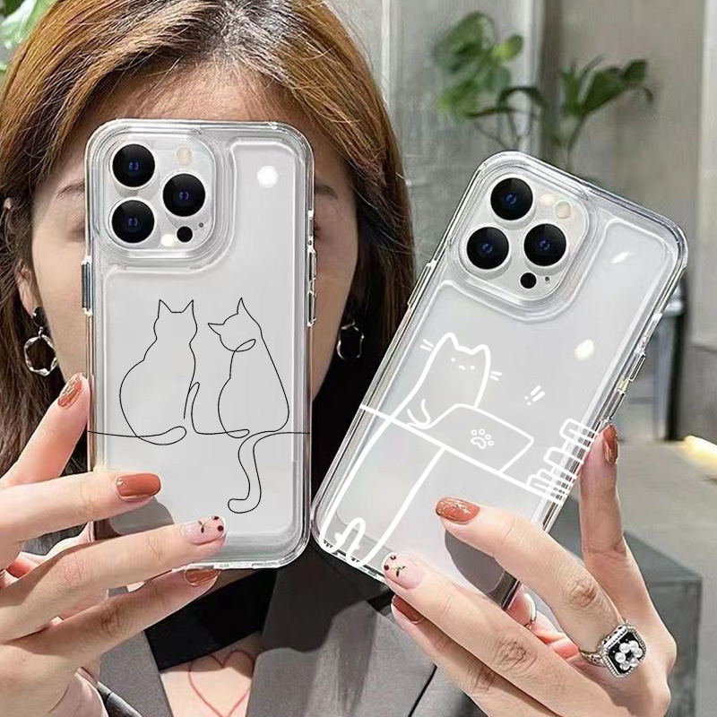 Cute Line Cat Anti-drop Phone  - Phone Cases Xiaomi 15 评论和价格