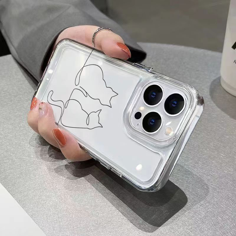 Cute Line Cat Anti-drop Phone  - Phone Cases Xiaomi 15 评论和价格